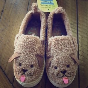 Tiny Toms Luca Doodle Face Plush Slip-Ons size 9